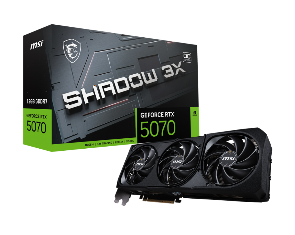 Tarjeta Gráfica MSI SHADOW RTX 5070 12G | GDDR7 3 FANS PCI Express 5.0 303mm