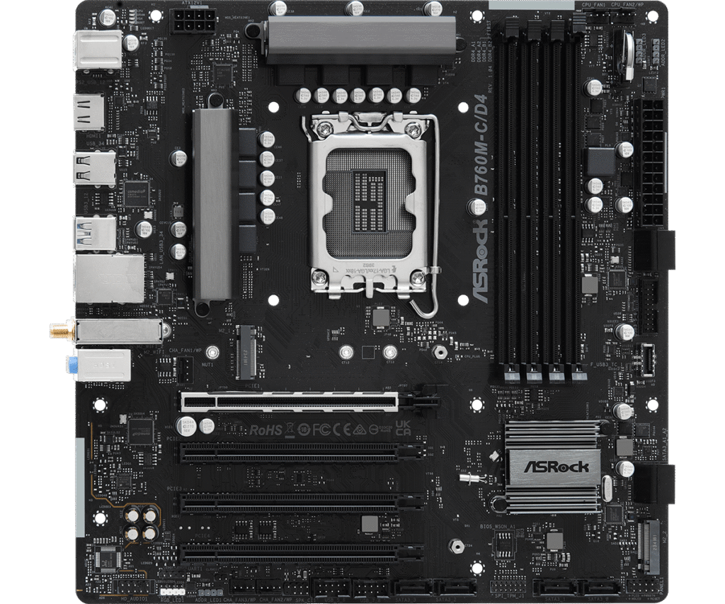 Placa Base ASROCK B760M-C/D4 M-ATX, LGA1700, DDR4 (OEM)