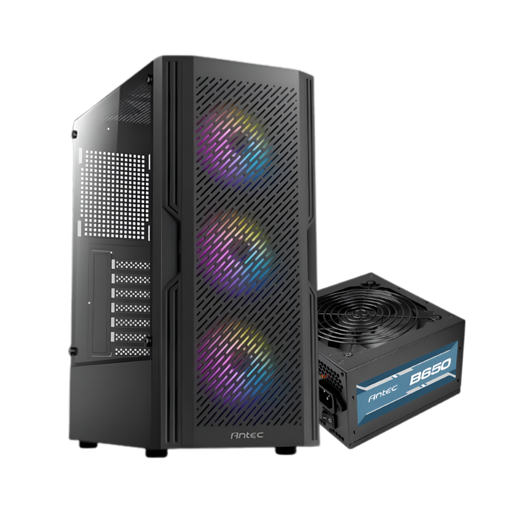 Combo ANTEC AX20E AB65 (Gabinete AX20 ELITE + Fuente ATOM B650) | ATX, 4 FANS, 650W, 80+BRONZE