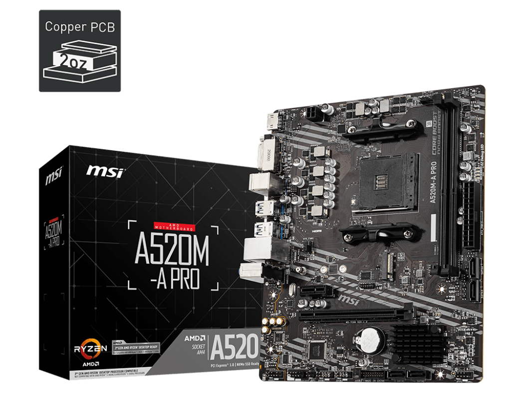 Placa Base MSI PRO A520M-A | M-ATX, AM4, DDR4