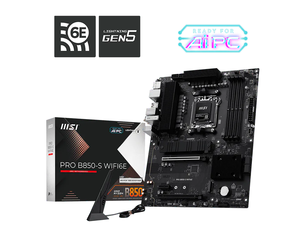 Placa Base MSI PRO B850-S | ATX, AM5 AMD Wi-Fi6E DDR5 Motherboard