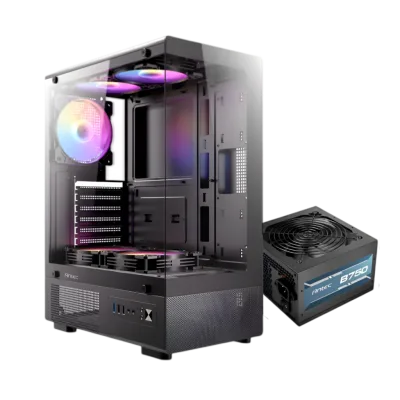 Combo ANTEC VCX300A AB75 (Gabinete VCX300ARGB + Fuente ATOM B750) | ATX, 5 FANS, 750W, 80+BRONZE