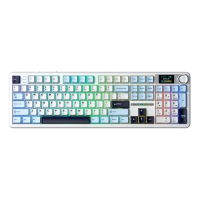 Teclado AULA F108 PRO White/Blue/Purple | Reaper Switch, Trimode (2.4G + BT+ USB)
