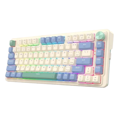 Teclado REDRAGON UCAL PRO VINTAGE WHITE K673 | Red Switch, Inglés, Tri-Mode (USB/2.4G/BT)